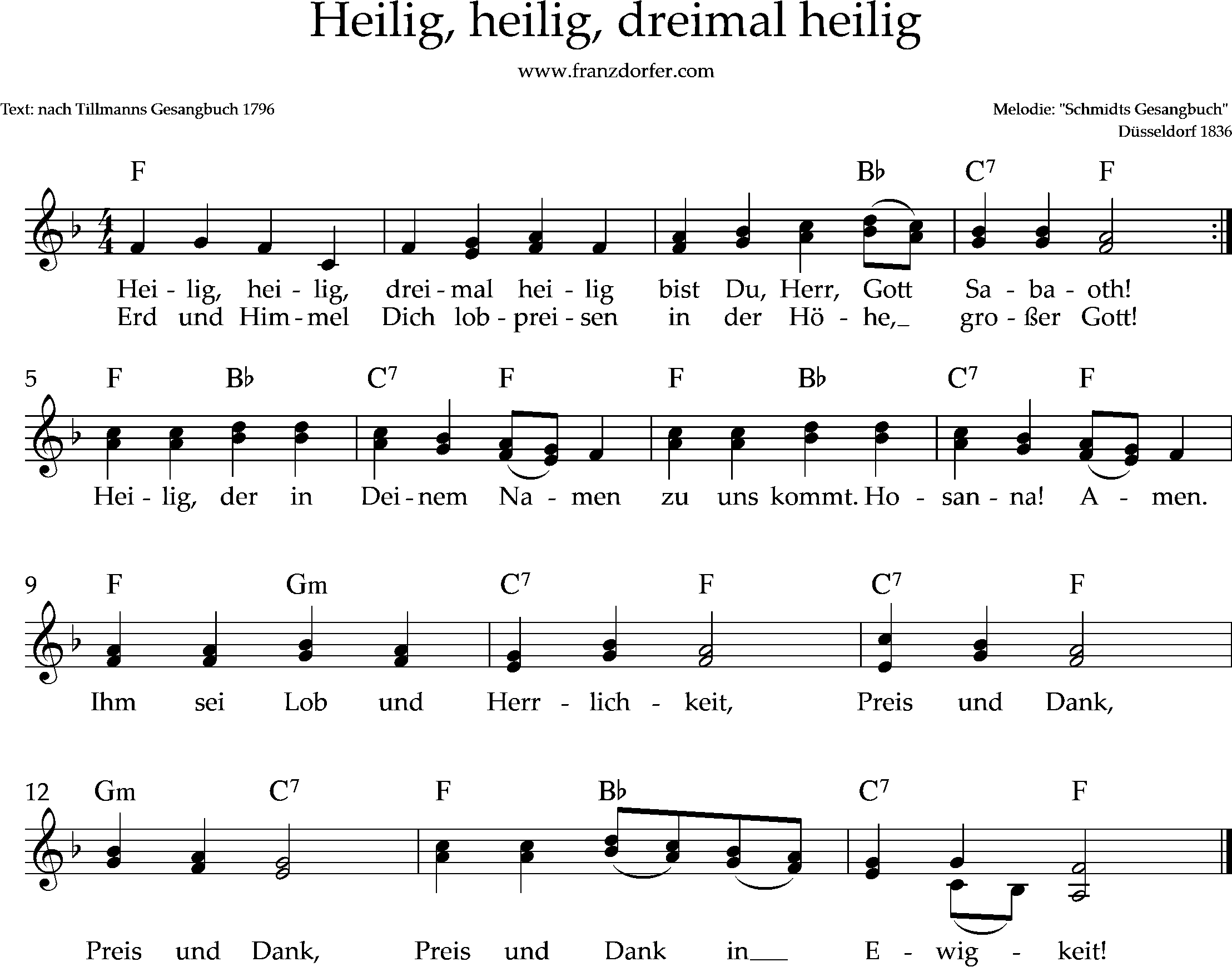 Kirchenlied - heilig heilig, dreimal heilig-2stimmig